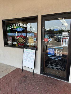 Steck's front door with Specials list