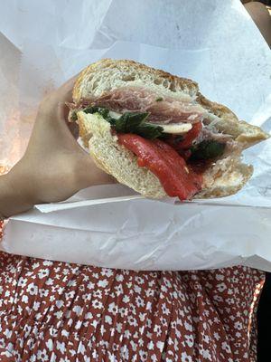 24. Prosciutto, Fresh Mozzarella, Broccoli Rabe, Roasted Pepper, Olive Oil & Balsamic Vinegar Sub