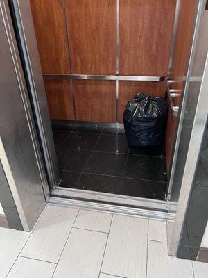 Garbage carelessly left in the elevator