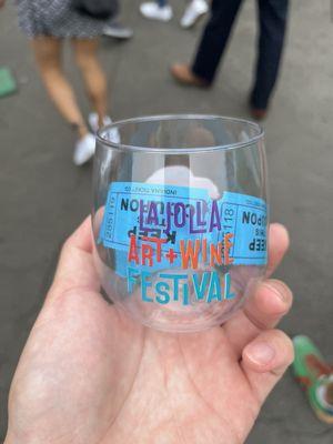 Cup and tickets used for wine tasting event