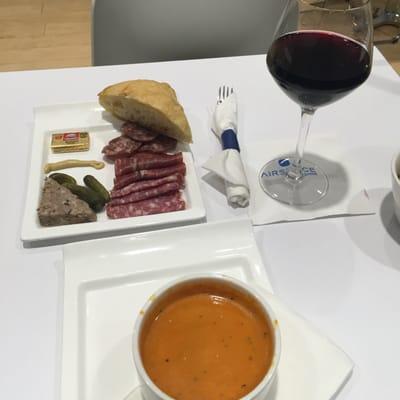 Soup of the day and charcuterie plate.