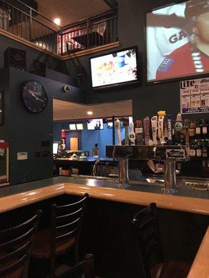 Bar, into the bowling alleys. Two story bar/restaurant.