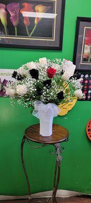 Black and White Rose arrangement