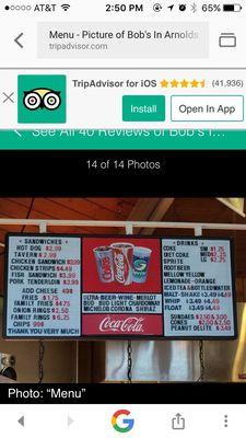 Bob's Menu