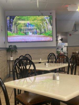 Seating area with big tv