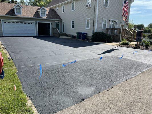 Driveway after sealcoating