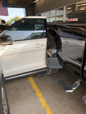 Ford country crashing my truck into another vehicle in the service department.  Seriously