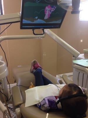 Watching My Little Pony at the dentist.