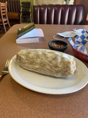 Burrito and salsa chips