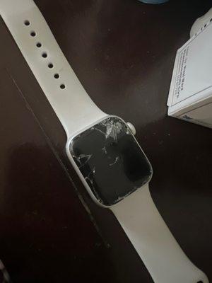 Shattered apple watch glass