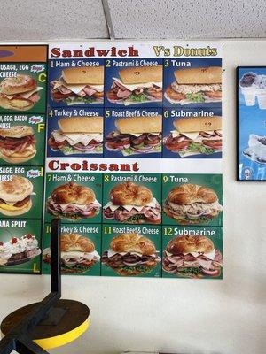 Menu sandwiches