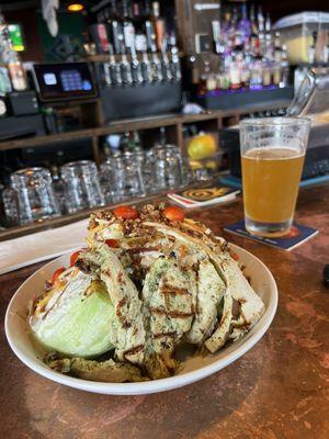 Wedge salad and pesto chicken