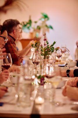 share plates and beautiful dinner, natural wines, beautiful cocktails