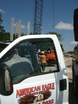 American Eagle Concrete Cutting on-site in South Orlando. Our crew was tasked with cutting & removing 28 concrete bridge pilings