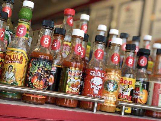 Plenty of hot sauces to spike your sub