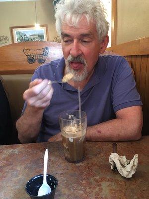 Tim being creative, making a root beer float.