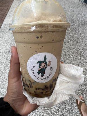 Coffee blended Carmel boba with coffee jelly yummm!