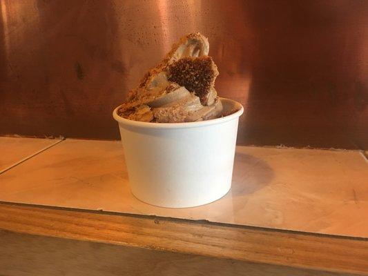 Coffee soft serve with pie crumbs