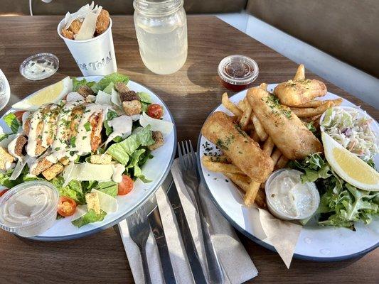 Seasonal Special Grilled Salmon Kale Caesar Fish & Chips