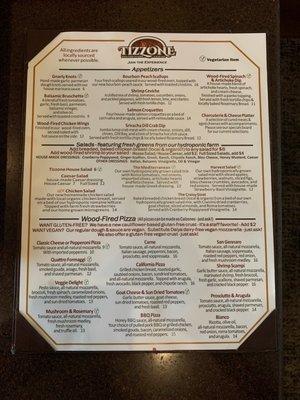 Front of the Menu