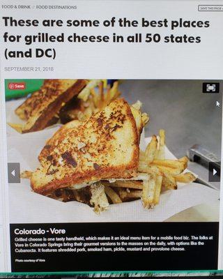 vore Food Truck was just selected as the BEST GRILLED CHEESE IN COLORADO!!! By USA Today!