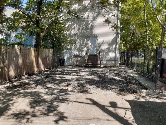 After demolition of garage & pad removal