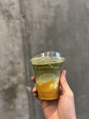 Mango matcha latte