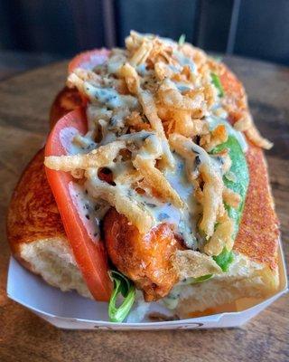 SOOO VEGGIE SAUSAGE - Beyond Sausage hot Italian, wild arugula, avocado, tomato, crispy onions, and spicy basil aioli.