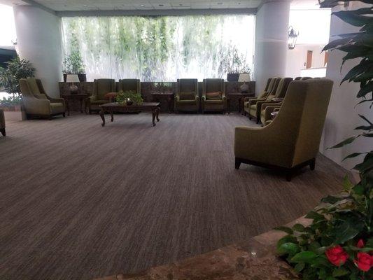 Lobby, nice wall with waterfall & skylight