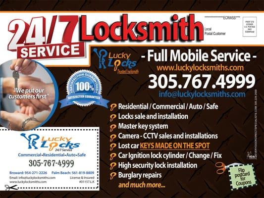 24/7 Full Mobile Locksmith Services - 305-767-4999