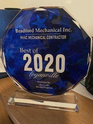 Bradford Mechanical Heating & Air _ Awarded Best of 2020 by the City of Loganville, GA