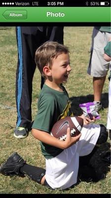 Post game smile! Makes a mom's heart happy!