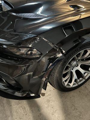 Bumper damaged after running over a wooden block on the 91 freeway ‍