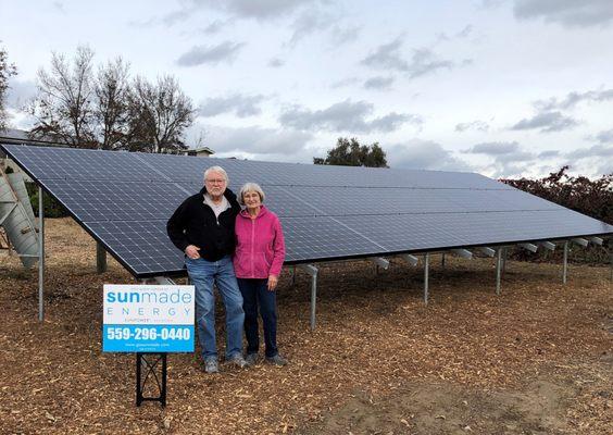 SunPower ground mount installation in Fresno County for David and Carol K.