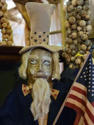 Uncle Sam  head is made out of paper mache