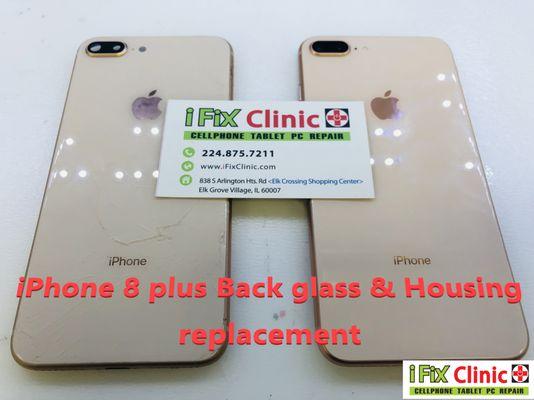 Apple iPhone 8plus broken back glass & housing replacement.