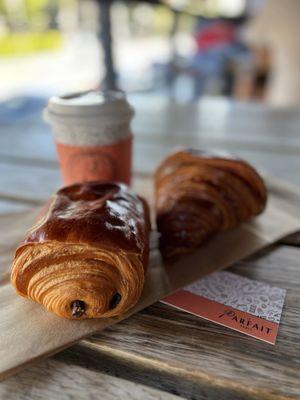 Pain Au Chocolat + Croissant + latte