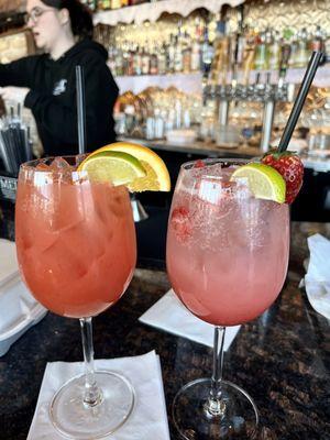 Strawberry limeade mocktail and blood orange mocktail