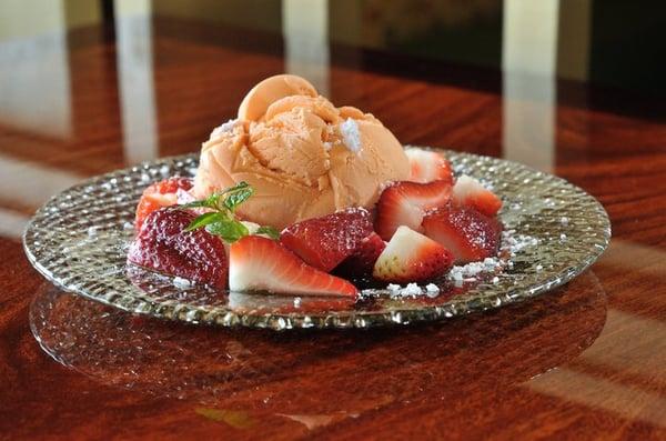 Strawberry Grand Mariner with Thai Ice Tea Ice Cream