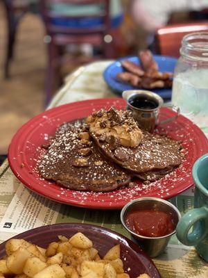 Chocolate peanut butter pancakes special.