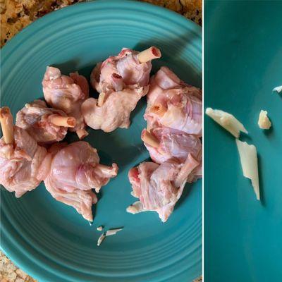 Shards of bone in the Prescott Meat Co.'s chicken drumettes