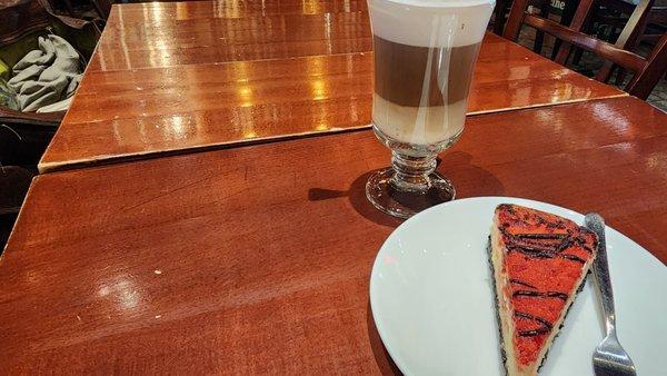 Cheese cake and cappuccino