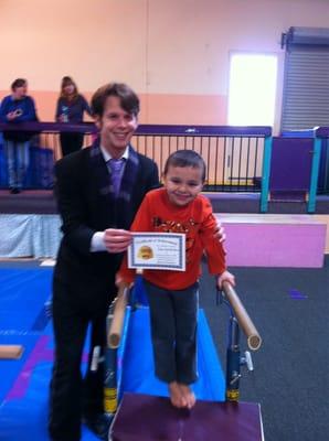 Eden with his first coach Trevor at "little champions"