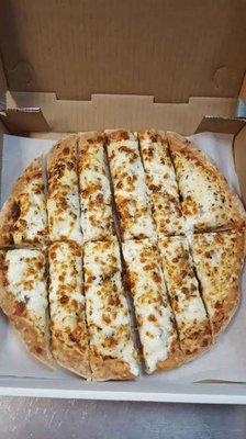 Garlic Bread : $5.99  
  Fresh dough, Creamy Garlic Sauce, Fresh Basil, Mozzarella Cheese