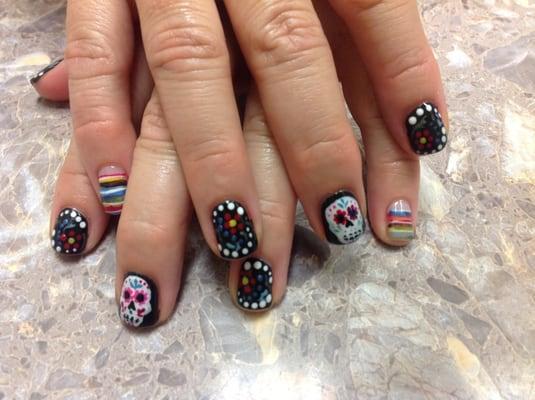 day of the dead with gelish soak off gels