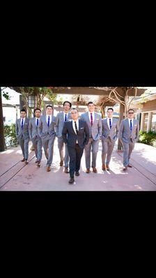 Light Grey suits and charcoal suit! Perfect combo! Thank you Casablanca for my wedding suits!