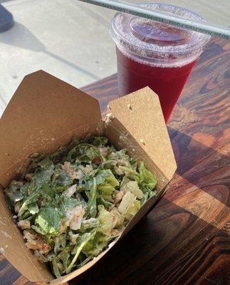 Kale Salad and Wild Berry Hibiscus Iced Tea