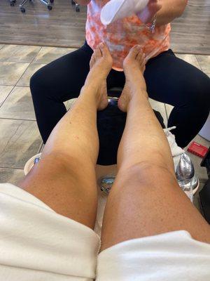 Tail end of spa pedicure. Ahhhhh