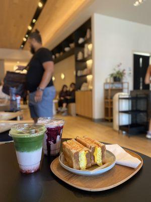 Strawberry Matcha Latte, Blueberry Chai Latte, Korean Street Toast