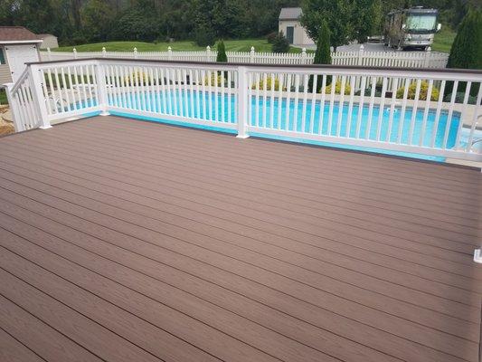 Wellsville, PA - Completed Azek composite deck.  Including all supports, decking and rail systems.